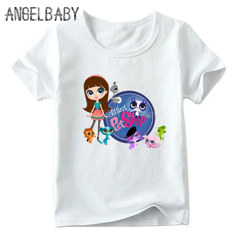 Niños/Niñas Littlest Pet Shop de Impresión de dibujos animados Divertidos de la camiseta de los Niños del Verano de Manga Corta Tops Niños Casual Lindo camiseta del Bebé 5