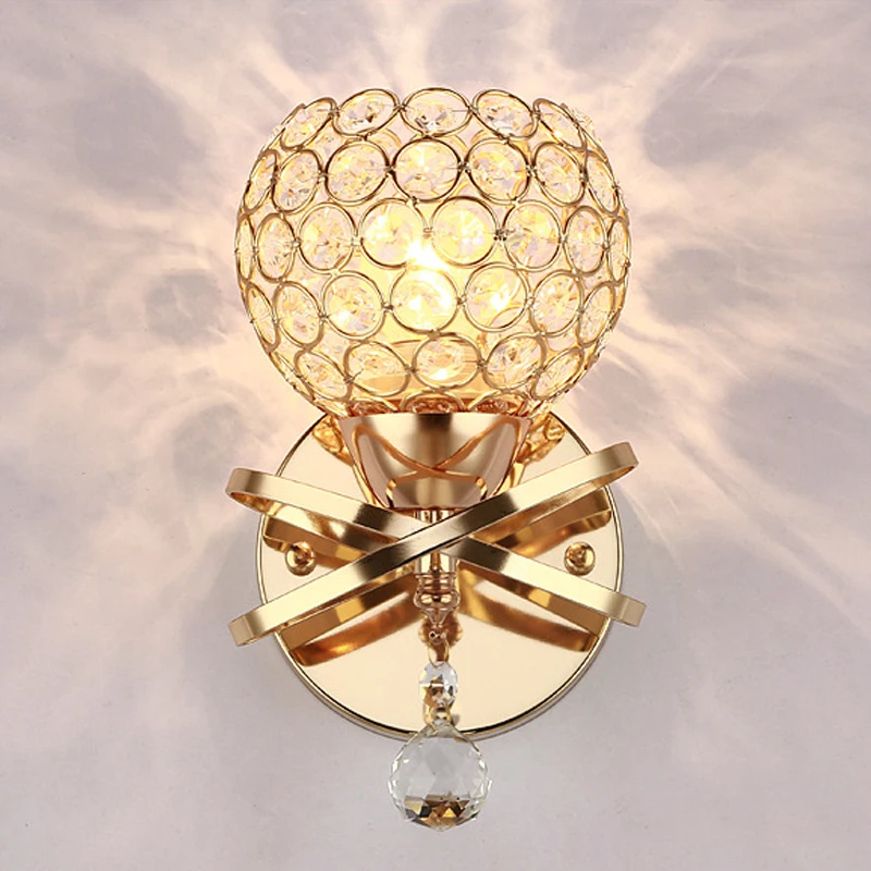 Creativo Retro E27 Dormitorio lámpara de Pared, Lámpara de Pared de diamantes de imitación de Cristal de la Luz de la Mesilla de Comedor Pasillo ( Sin Bombillo) 5