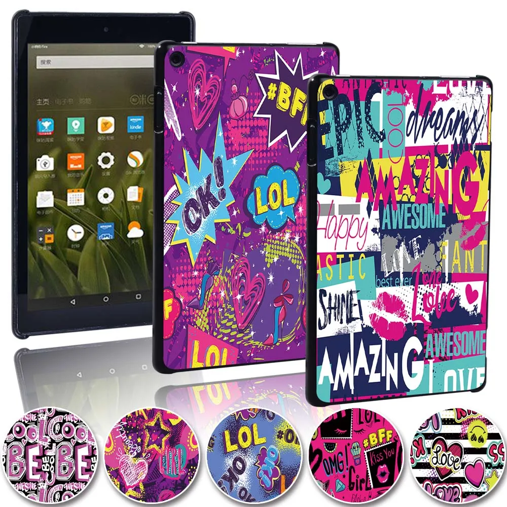 El Arte del Graffiti Tablet Shell de la Cubierta del Caso para Amazon Fire 7/ HD 8/HD de 10 Protectores de Plástico de los Casos para 7/8/10.1 Pulgada 5
