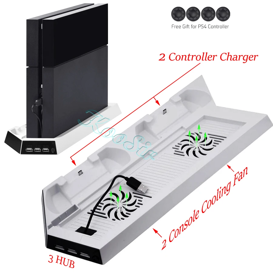 Blanco PS4 Consola de Soporte del Ventilador de Refrigeración Play Station 4 Controlador de Cargador PS 4 Cooler Pad Estación de Carga para los Juegos de PS4 5