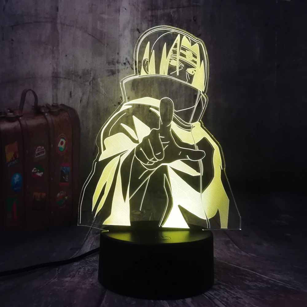 Naruto Leyendas Uchiha Sasuke Uzumaki Naruto 3D Luz de Noche LED USB Tabla Sueño Lámpara de la Decoración de la Habitación del Niño Niño Niño Juguete de Navidad de la lámpara 5