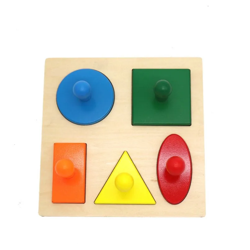 De madera con Formas Geométricas en la Coincidencia de Rompecabezas de Clasificación de Matemáticas Montessori de Aprendizaje pre-Juego Educativo de Matemáticas de Juguetes a los Niños del Regalo de la Navidad del Niño de 1-3 años Docente Educativo Sida natural de la Madera de Juguete 5