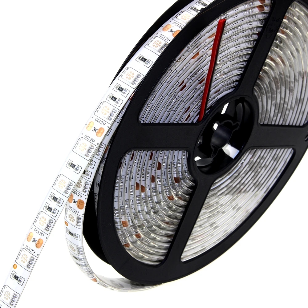 Tira de LED 5050 DC12V 60LEDs/m, 5m/lote Flexible de Luz LED tiras RGB SMD5050 Cinta de Neón de la cinta de la lámpara Brillante al aire libre Interiores decorar 5