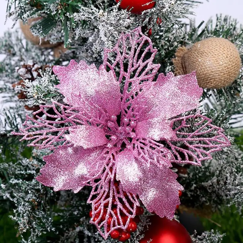10pcs reflejo Artificial Flores Para el Árbol de Navidad de Colocar los Adornos de Simulación de Seda de Flores para la Boda de la Fiesta de la Decoración del Hogar 5