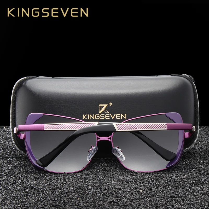 KINGSEVEN el Diseño de la Marca de Lujo Polarizado Gafas de sol de las Mujeres de las Señoras de Gradiente de Mariposa Gafas de Sol de Mujer de la Vendimia de gran tamaño Gafas de 5