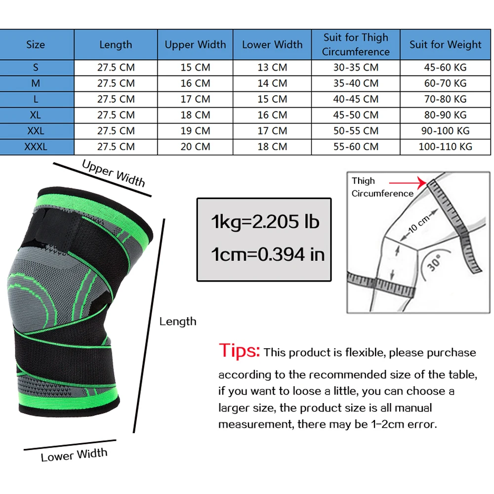 1PC de la Rodilla de Apoyo Protector Kneepad de la Rótula de la Rodilla almohadillas Presurizado Elástica Llave de correa para la Ejecución de Baloncesto Voleibol joelheira 5