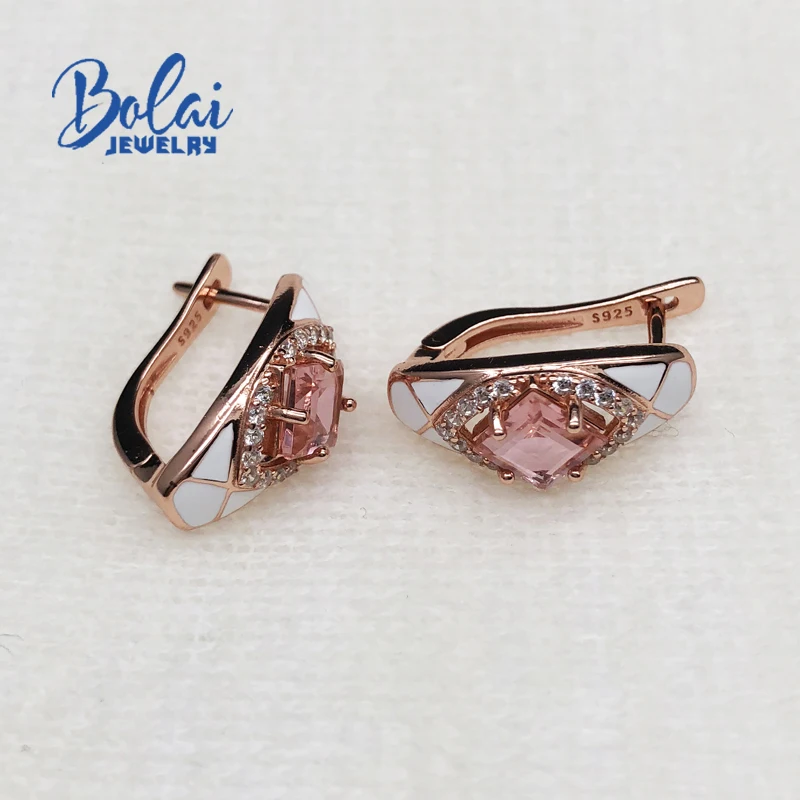 Bolaijewelry,creado piedras preciosas Granate nano cierre de los pendientes de la plata esterlina 925 joyería fina para las mujeres de las partes o del desgaste diario 5