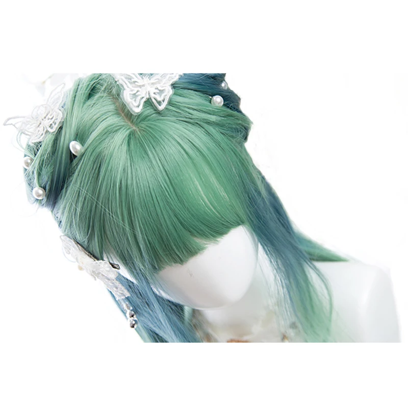 L-correo electrónico peluca Verde Mezclado Azul Lolita Pelucas de Color de Degradado Recta Cosplay Peluca Harajuku Japonés Resistente al Calor de Pelo Sintético 5