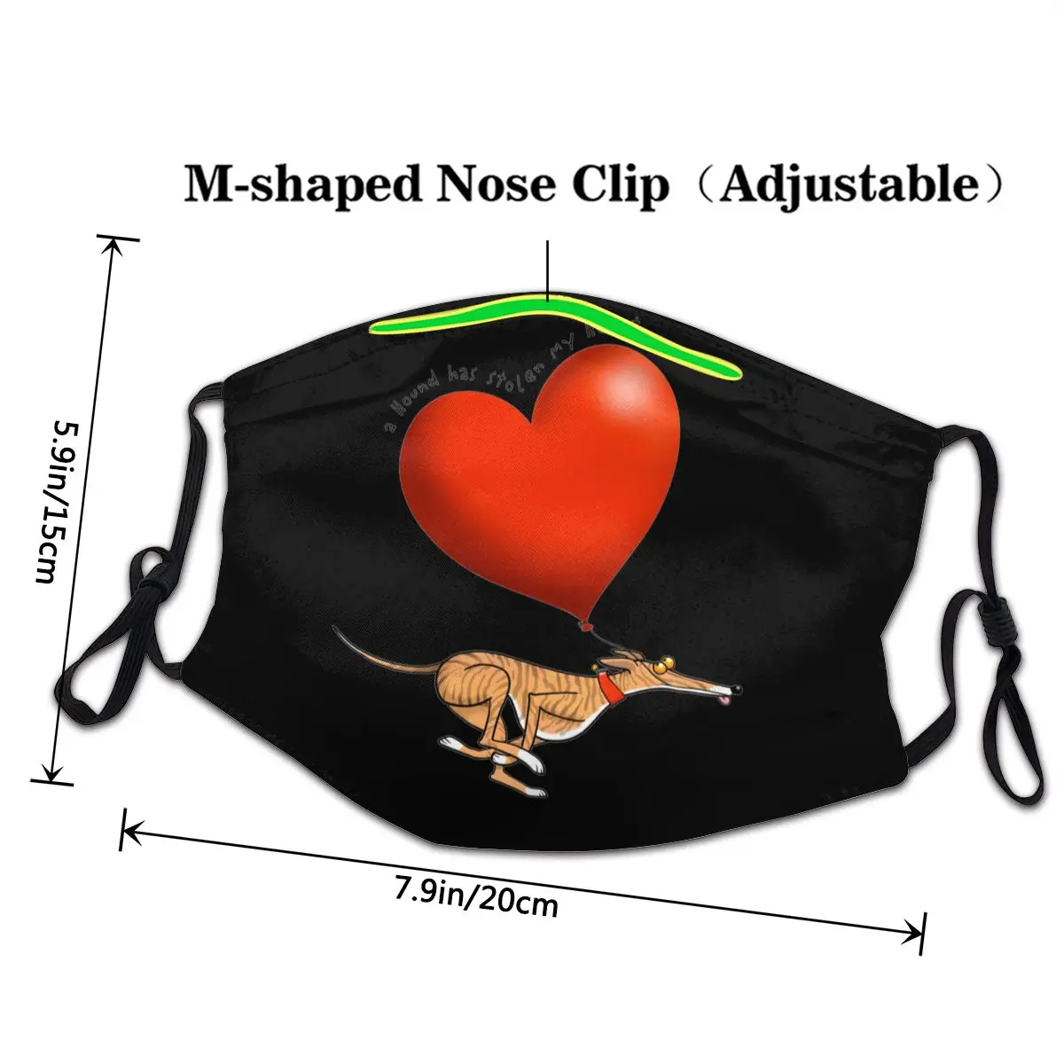 Robado El Corazón Atigrado Greyhound Reutilizables Máscara Reutilizable Anti Neblina Boca Cubierta De Protección Del Respirador 5