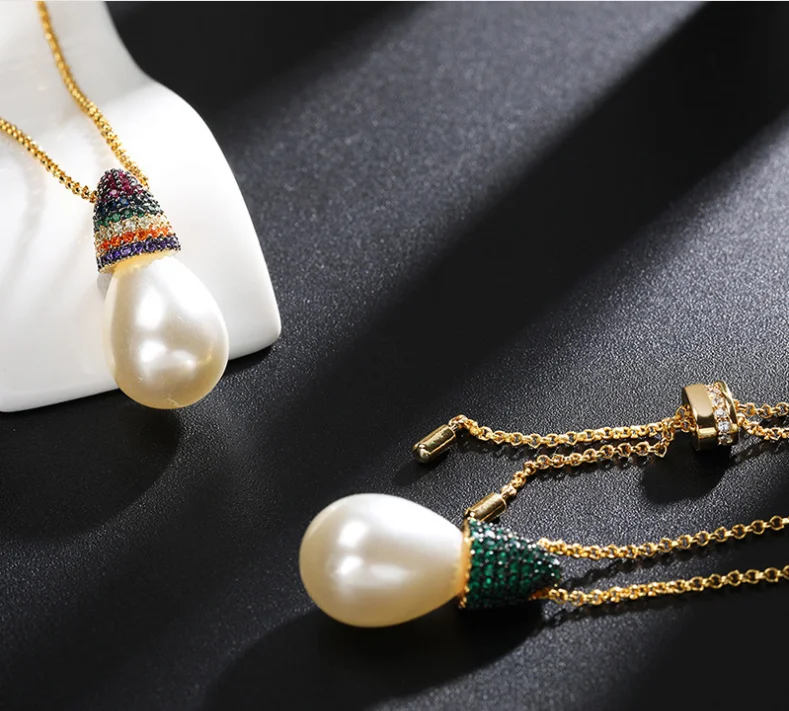 Cristal de circón collar ajustable producto nuevo arco iris barroco collar de perlas de la moda femenina nicho de clavícula diseño de la cadena de sentido 5