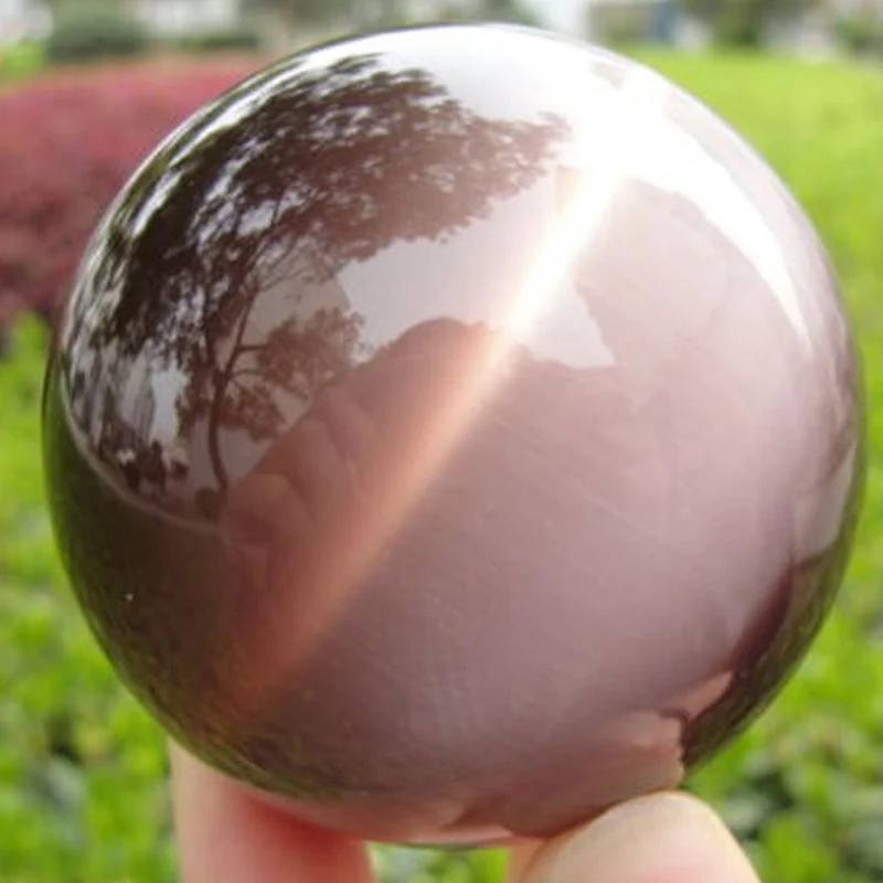 40mm Raro Natural de Cuarzo Púrpura de Ojo de Gato de Cristal de la Curación de la Bola de la Esfera de la Oficina de Decoración para el Hogar 5