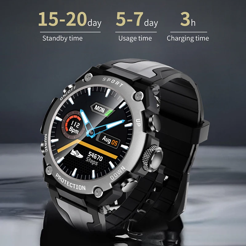LIGE Reloj Inteligente de los Hombres de Música Bluetooth Monitor de Ritmo Cardíaco de la Actividad de Seguimiento de la Aptitud Reloj al aire libre del Deporte de la prenda Impermeable IP68 Smartwatch 5