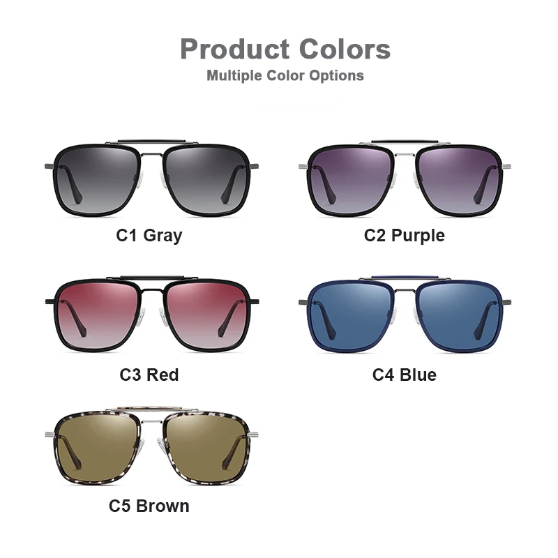 AWGSEE Nuevo Polarizado Gafas de sol de los Hombres de la Vendimia de la Marca del Diseñador de Tonos de Marco de Metal de Anteojos Mujeres Lentes Cuadradas de protección UV 5