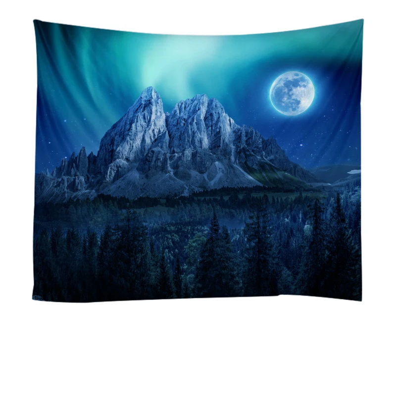 Alpine luna bajo el cielo de la noche impresa tapiz de fondo decoración de la pared de tela de varios tamaños 5
