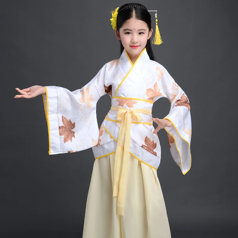 Chino Tradicional de Vestir para Niños Blanco Verde Amarillo Lavanda Hijos Adultos Chino Vestido de Chica Tang Ming Hanfu Cosplay 5