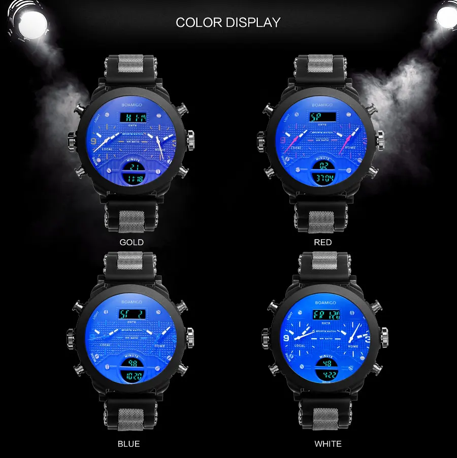 Marca BOAMIGO 3 Tiempo de la Zona Militar de Deporte del Reloj Impermeable Reloj Masculino LED Digital de Cuarzo Relojes de Pulsera de Regalo de relogio masculino 5