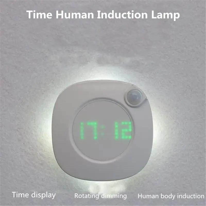 CLAITE LED del Sensor de Movimiento PIR Luz de la Noche con el Reloj de Tiempo para el Hogar Dormitorio Escaleras de la Pared de la Luminosidad de la Lámpara de Carga de Energía de la Batería 5