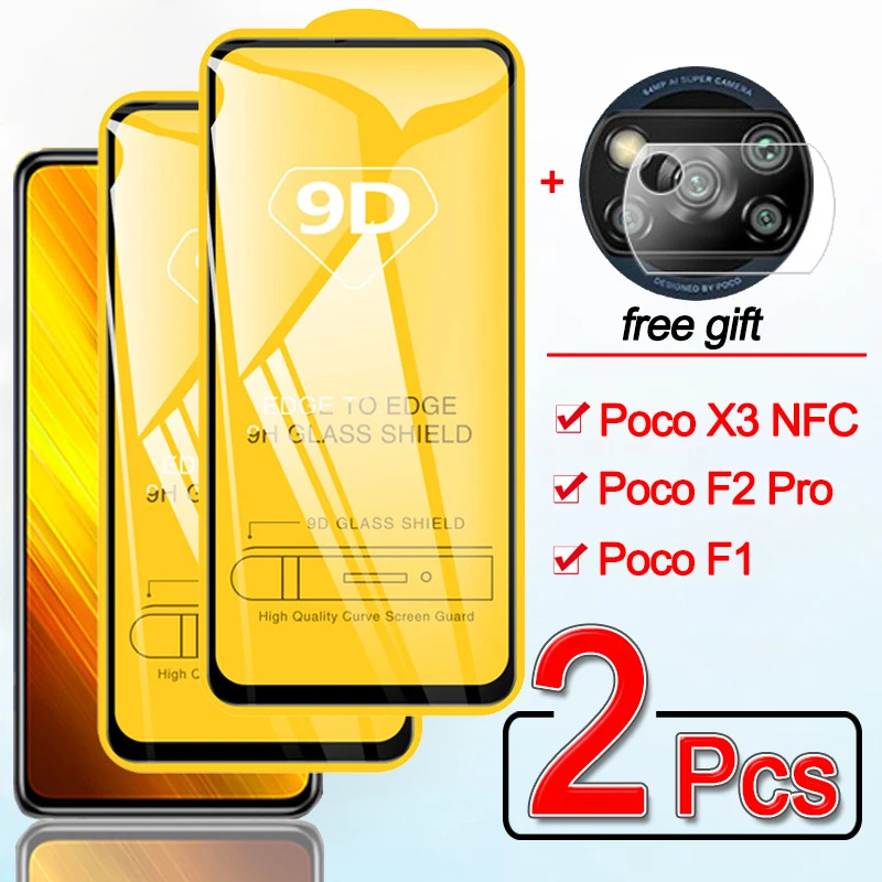 2 Pcs, de Película de Vidrio para Poco X3 NFC Protector de Pantalla Pocophone F1 Mi Poco F2 Pro de Cristal Templado Xiaomi Poco X3 Protectores de Vidrio 5