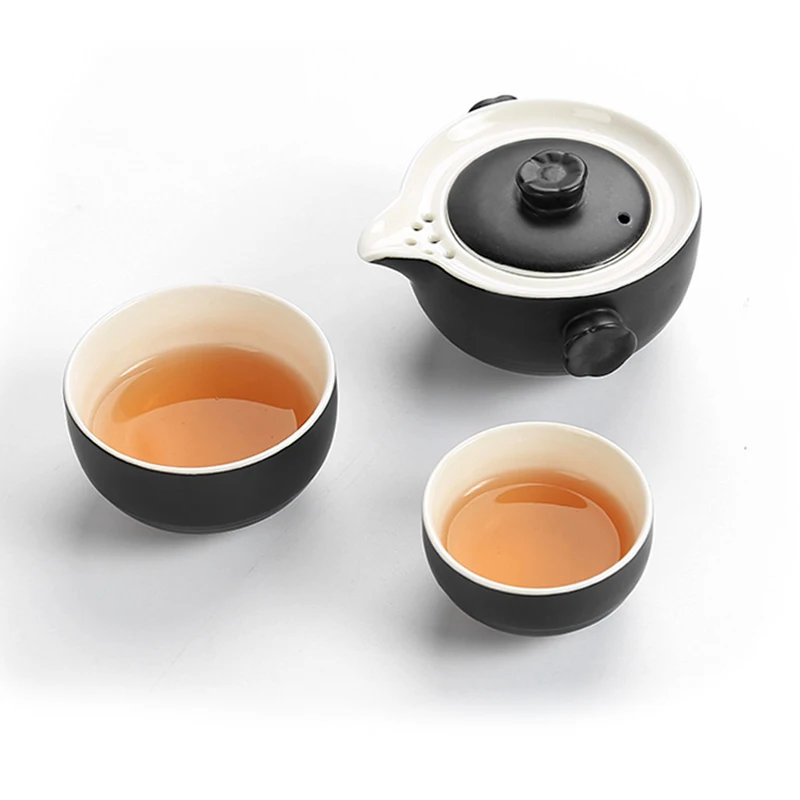 Hechos a mano de Viajes el juego de té Incluyen 1 Bote 2taza,kung fu gaiwan tetera taza de té y la Cristalería de oficina de personal de viaje portátil Teaware 5