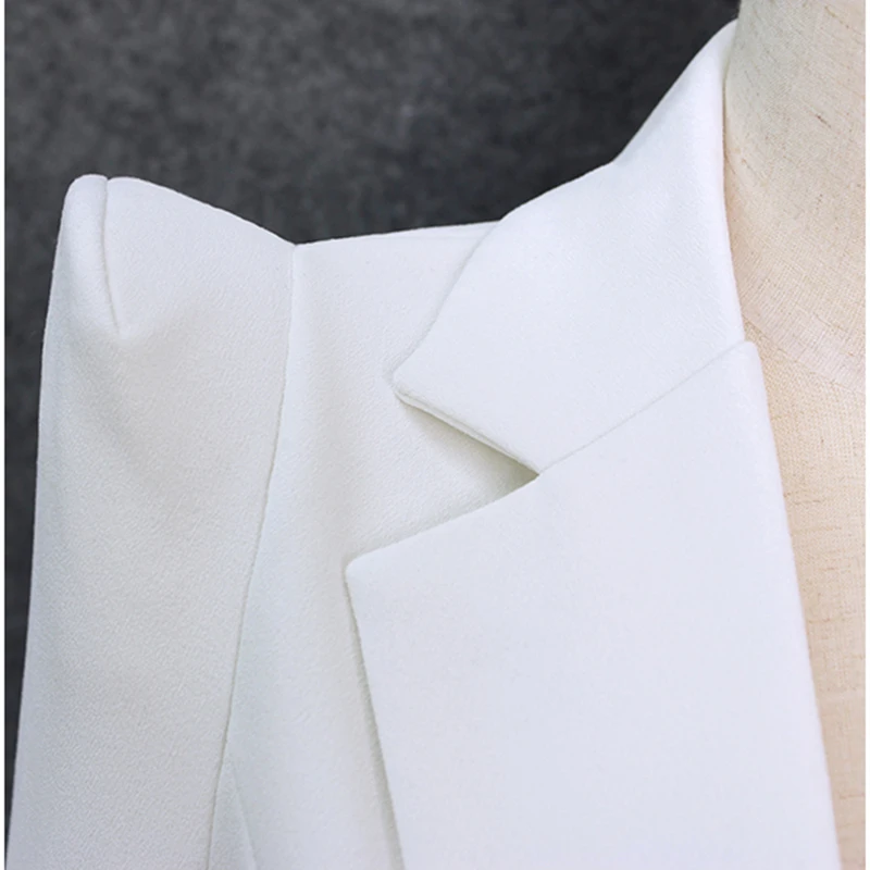 De CALIDAD SUPERIOR de 2020 Nuevo diseño Elegante Chaqueta de las Mujeres Encogimiento de Hombros de un Solo Botón Blazer Blanco de la Chaqueta 5