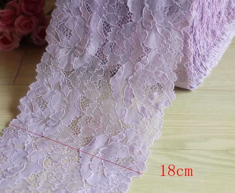 18 cm de ancho 2 yds/lot,Lavanda Niebla hecha a Mano del Pelo de la Decoración de Elástico Ancho Tramo de Encaje de la boda vestido de falda de encaje 5