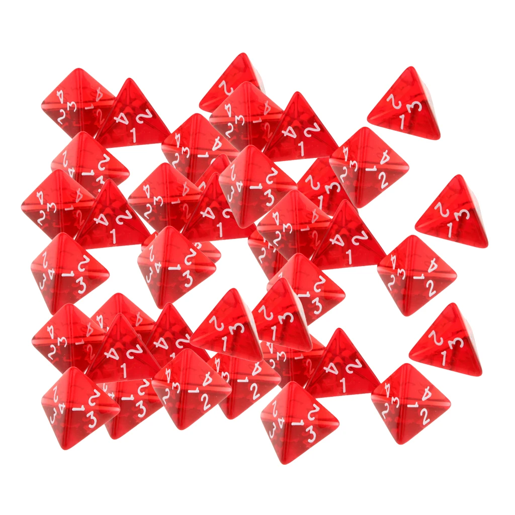 40 piezas de Dados Conjunto D4 D&D Juego de mesa Rojo Acrílico Poliédrica a Granel Dados Set de Juego de la Copa 5
