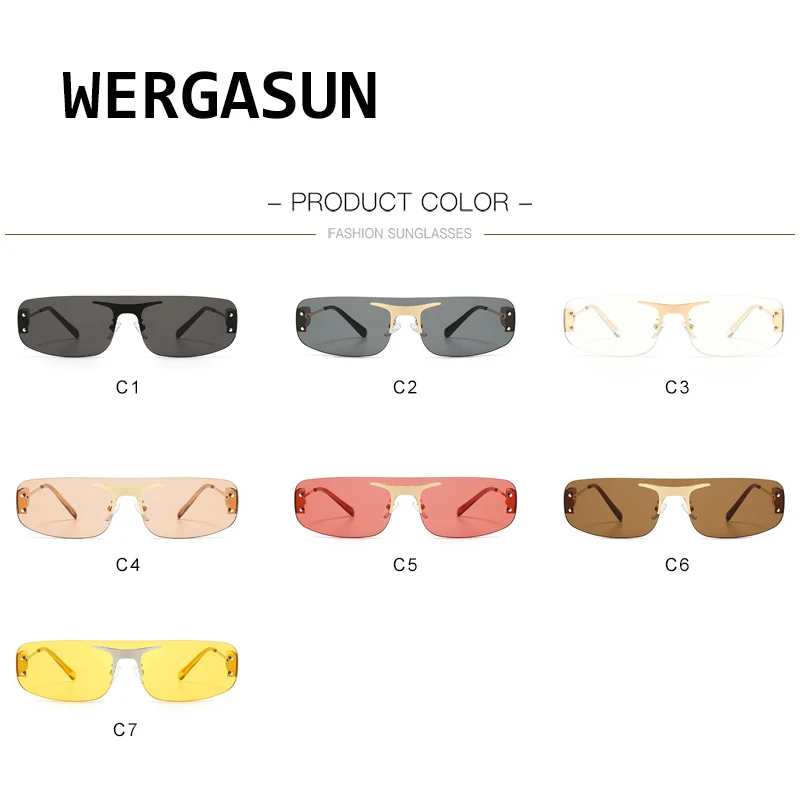 WERGASUN Nueva Montura de Gafas de sol de las Mujeres De 2020 Gradiente Rectángulo de Gafas de sol de los Hombres Gafas de sol de Moda de la Marca del Diseñador de Gafas de gran tamaño 5