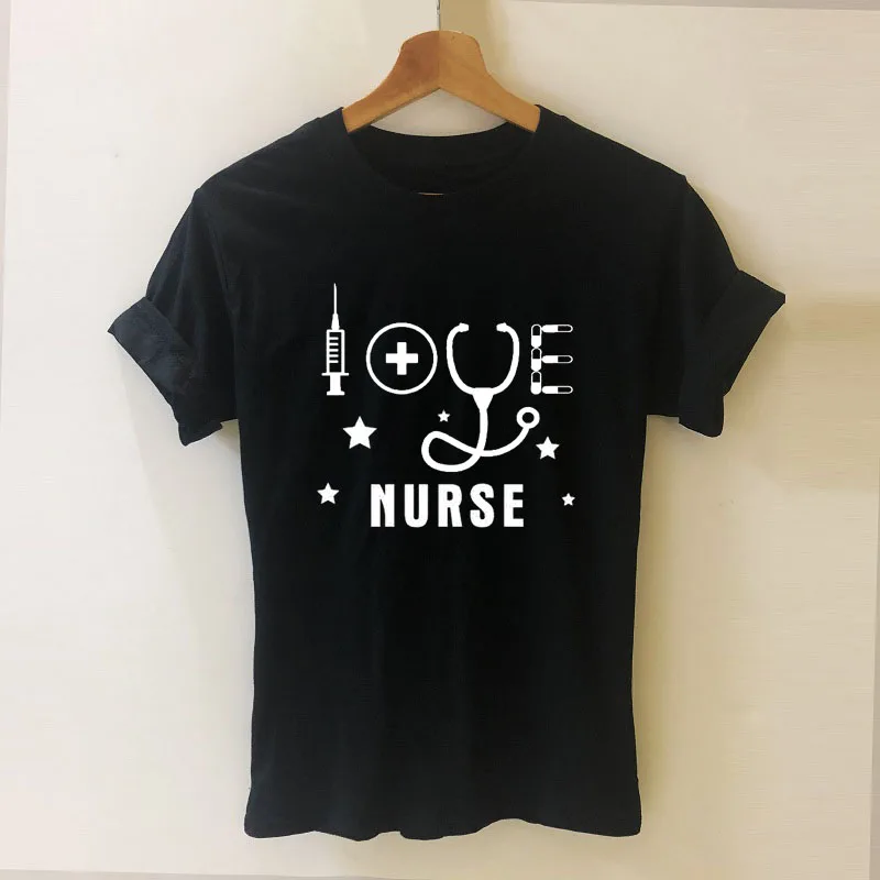 Enfermera Médico Harajuku Camiseta Graciosa camiseta de Mujer Ropa Casual Tops de Manga Corta Camisetas, Además de Tamaño 5