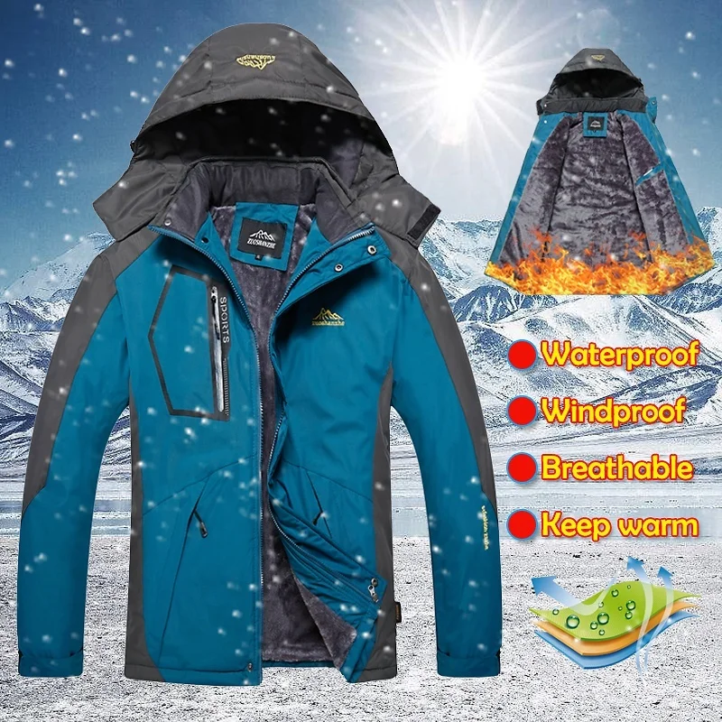 Las mujeres de los hombres chaqueta de Invierno al aire libre senderismo abrigo de los hombres térmica Cazadora macho camping el deporte de esquí parkas chaqueta impermeable a prueba de viento 5