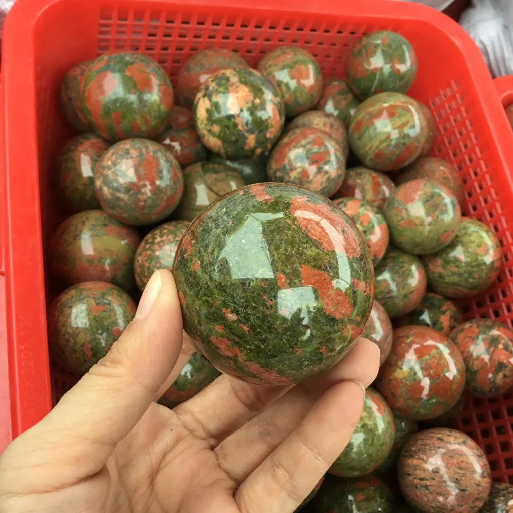 Natural de piedras preciosas bolas de Pulido de Unakite esfera de Cristal para la decoración del hogar 5