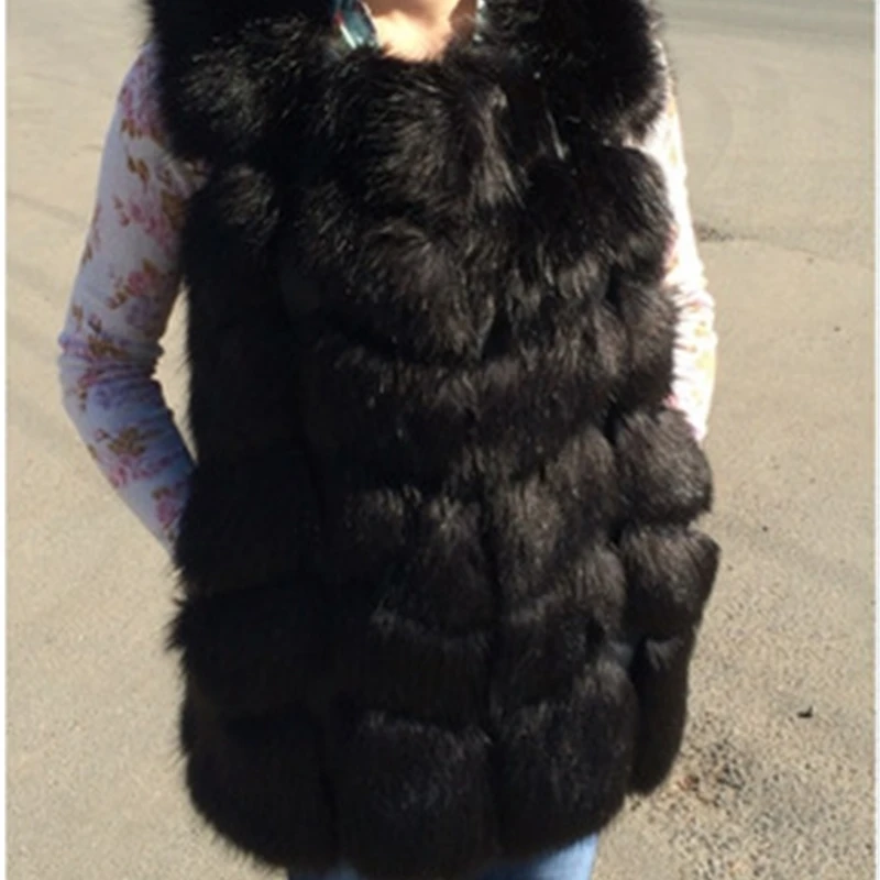 La calidad de la Piel de Alta Chaleco de abrigo de Lujo Faux Fox Caliente de las Mujeres de la Capa Chalecos de Invierno de la Moda las pieles de las Mujeres Abrigos Chaqueta Chaleco Veste 4XL 5