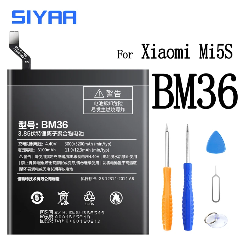BN30 BN34 BM47 BM35 BM36 de la Batería De Xiaomi Mi 4C 5S Redmi 4A 5A 3 3 4X Reemplazo de la Batería de Polímero de Litio de la Batería de las Herramientas Libres 5