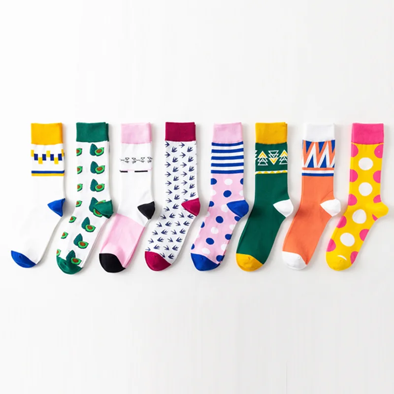 Geométricas Mens Calcetines de Happy Socks Colorido de Impresión de Calcetines Largos de las Mujeres la Tendencia Casual Unisex Calcetines Conjunto de la Personalidad de Regalo de 4 Pares/paquete 5