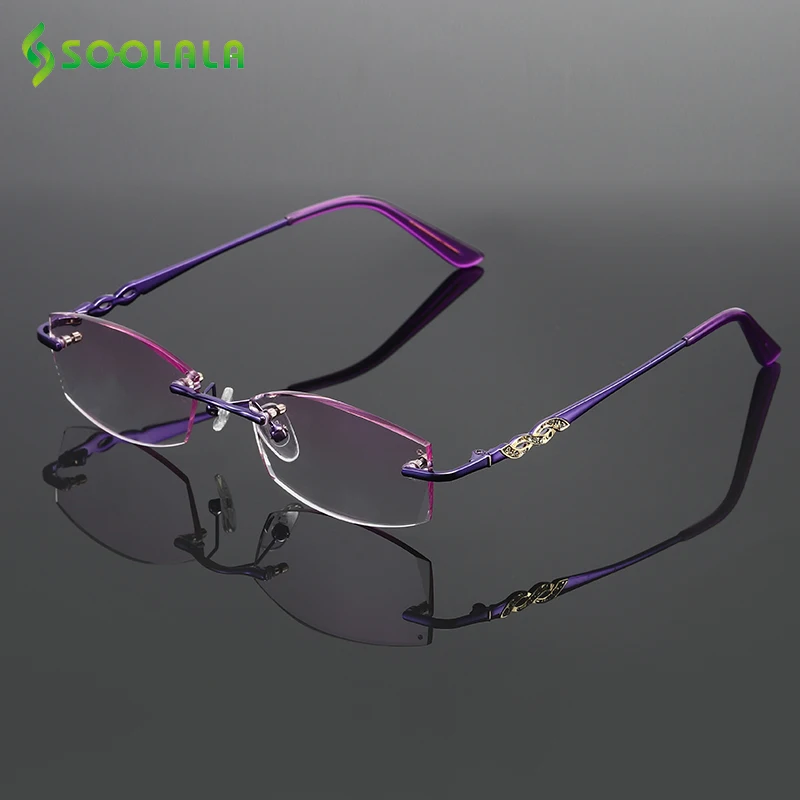 SOOLALA de Titanio Montura Gafas de Lectura de Corte de Diamante Lentes Claros Anti-fatiga de los Anteojos +1.0 +1.5 +2.0 +2.5 +3.0 +3.5 5