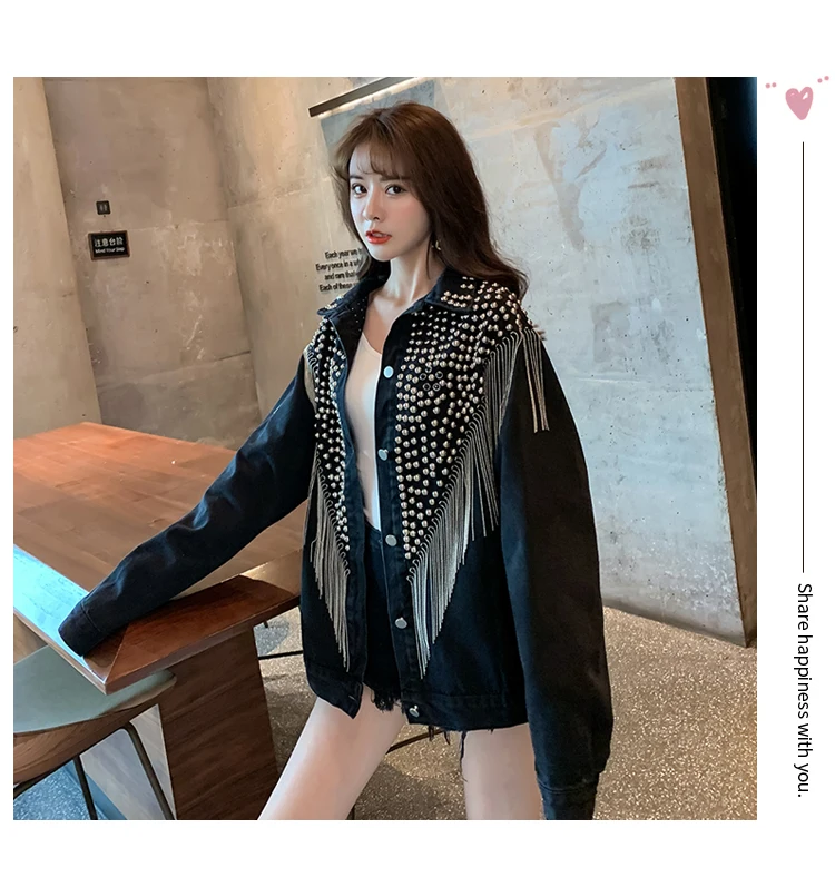 OUSHANG Pesada chaqueta de mezclilla de las mujeres xintiandi sherpa streetwear tendencia productos 2020 para mujer chaquetas y abrigos Vintage 5