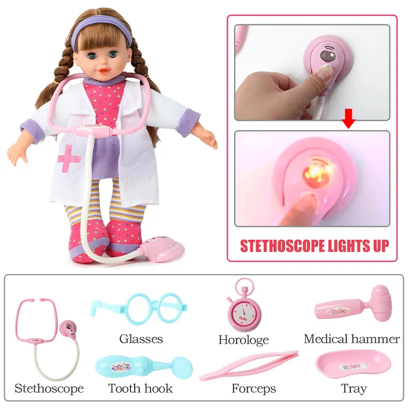 14 pulgadas bebe reborn Dolls simulación de sonido de instrumentos Médicos Realista Bebé muñeca de 36 cm de suave Silicona Enfermera de la ropa de la Muñeca para los Juguetes de niña 5