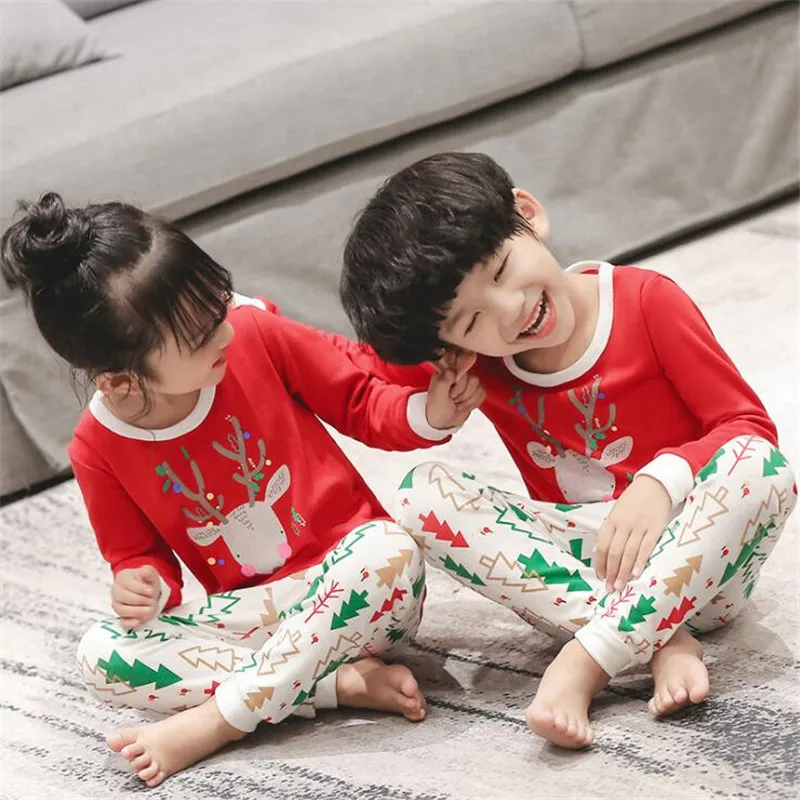 90-160 cm de los Muchachos de los Niños de las Niñas de Navidad Pijamas Otoño Invierno para Niños ropa de dormir de la Familia de Conjuntos de Ropa Bebé Niño ropa de hogar PJS de Tela 5
