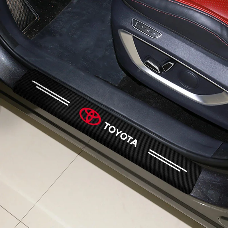 4pcs Car Emblema de Fibra de Carbono de la etiqueta Engomada de Auto Umbral de la Puerta Protector de Calcas para Toyotas Corolla Yaris Rav 4 Auris Camry C-hr 86 Prius 5