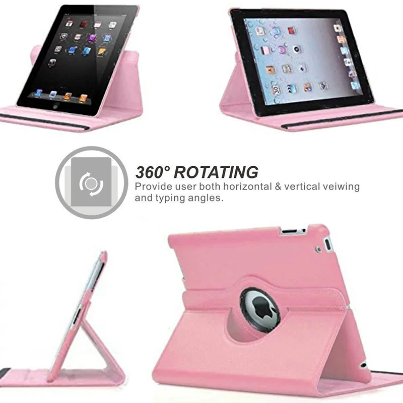 Caso Para el iPad 2 3 4 360 Grados de Rotación de la PU Cubierta de Cuero para Apple iPad 2 3 4 Stand Titular de los Casos Tableta Inteligente A1395 A1396 A1430 5