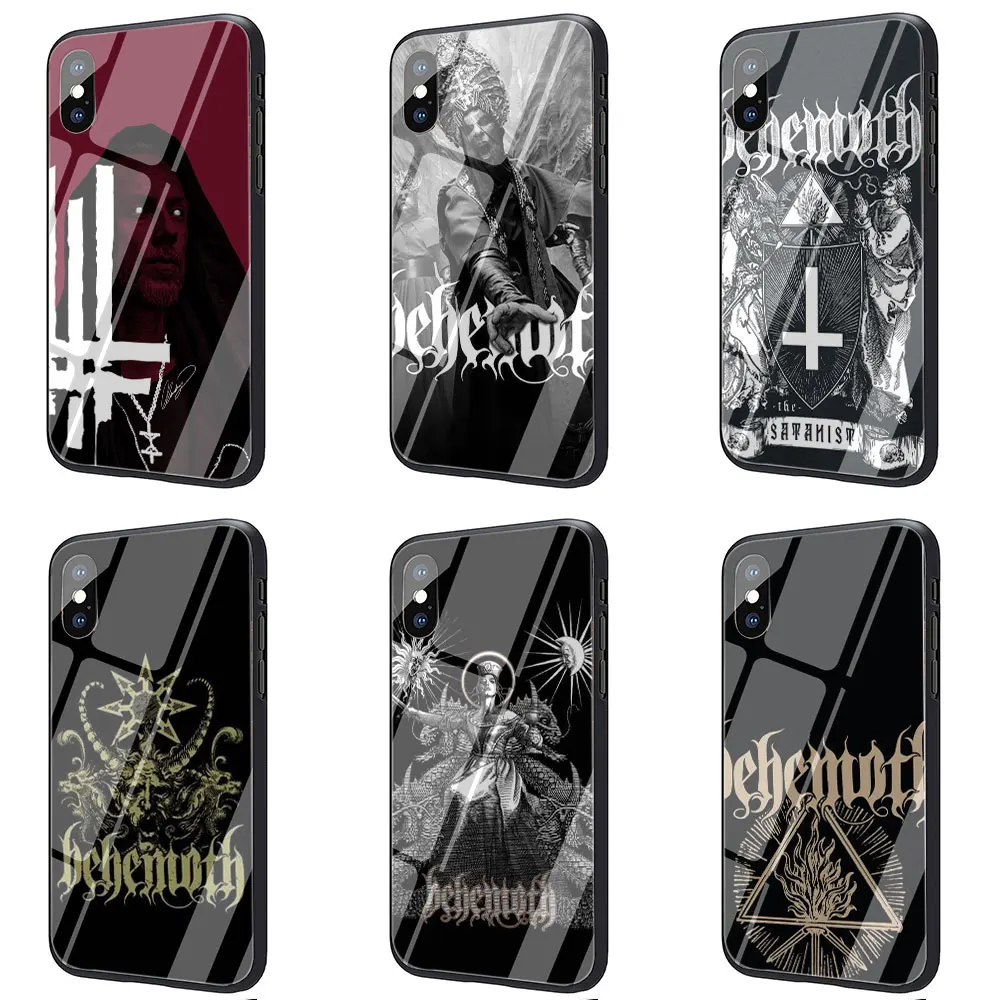 Behemoth Banda de Rock de Vidrio Templado de TPU estuche Negro para iPhone SE 2020 11 Pro X o 10 8 7 6 6 Plus 5 5S SE Xr Xs Max 5