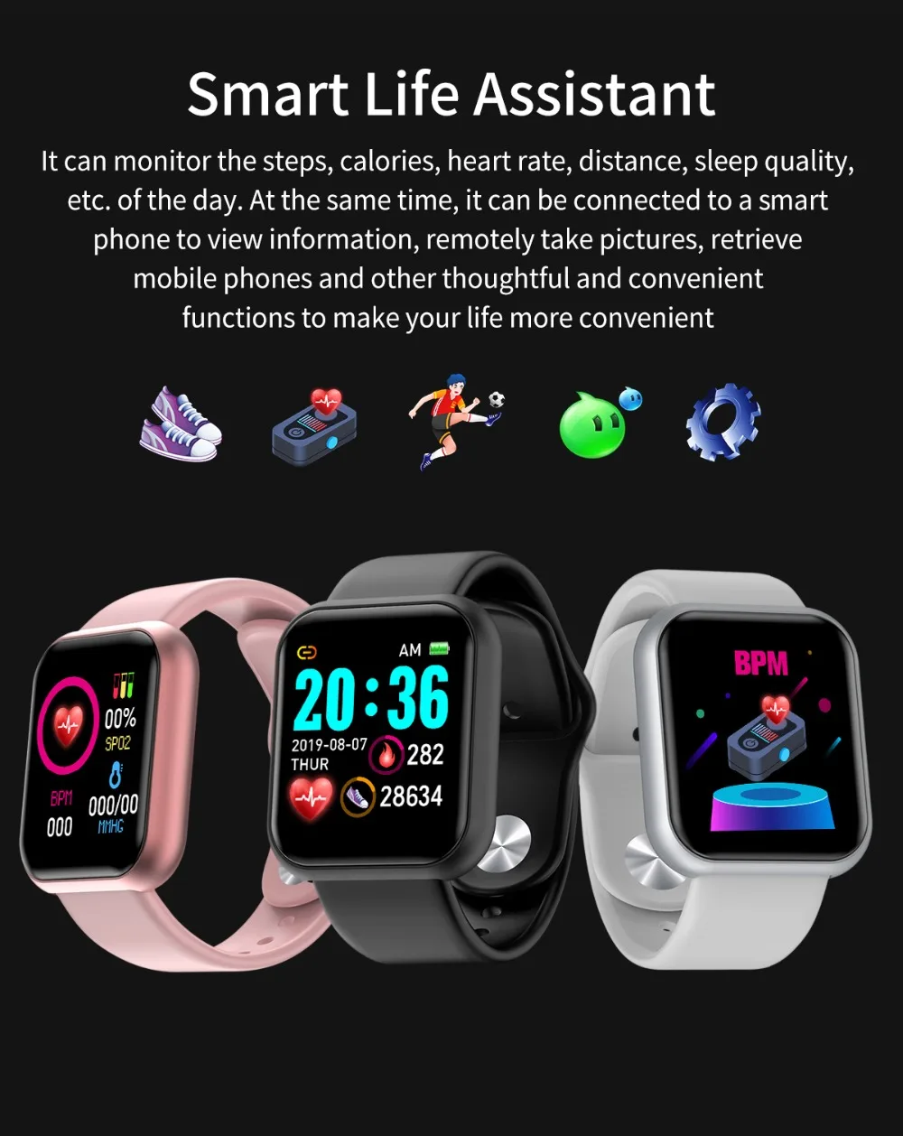 2021 Reloj Inteligente de la Aptitud de la Pulsera de seguimiento de Actividad de Monitor de Frecuencia Cardíaca presión Arterial Bluetooth Reloj para ios, Android VS B57 B58 5