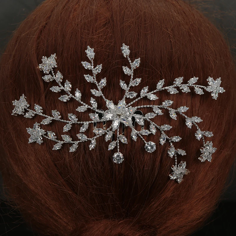 La Tiara Y la Corona HADIYANA de la Moda de Novia Suave de la Corona de Lujo Hojas de Diseño Con Cubic Zirconia BC4920 Nupciales del Pelo, Peines Accesorios 5