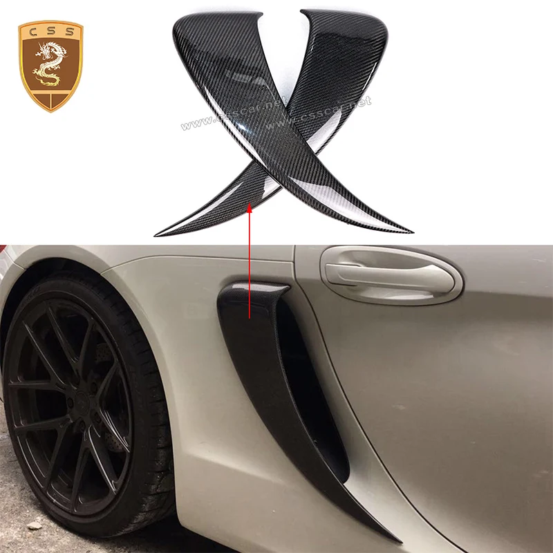 Real de Fibra de Carbono Lado de la salida de Aire Scoop Cubre para el Porsche Cayman 981 GT4 Estilo de los Accesorios del Coche 5