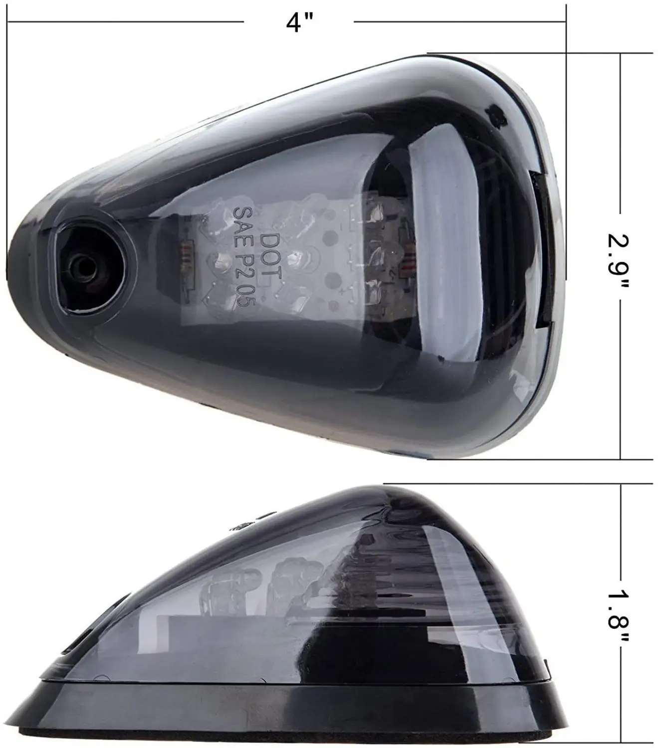 5x Techo de la Cabina Superior Marcador de 9 LEDs de funcionamiento Coche luces de la Lámpara Negro Ahumado de la Lente de los Bulbos de la Señal para Camión SUV 4x4 de la Sala de Led Accesorios 5
