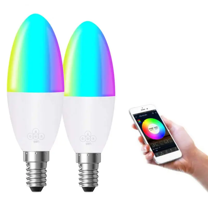 E14 E27 LED de la Lámpara LED Bombilla Tuya App de mando a distancia wifi Smart Bulbo de 6W LED RGB bombilla de trabajo con Alexa Echo principal de google Apple siri 5