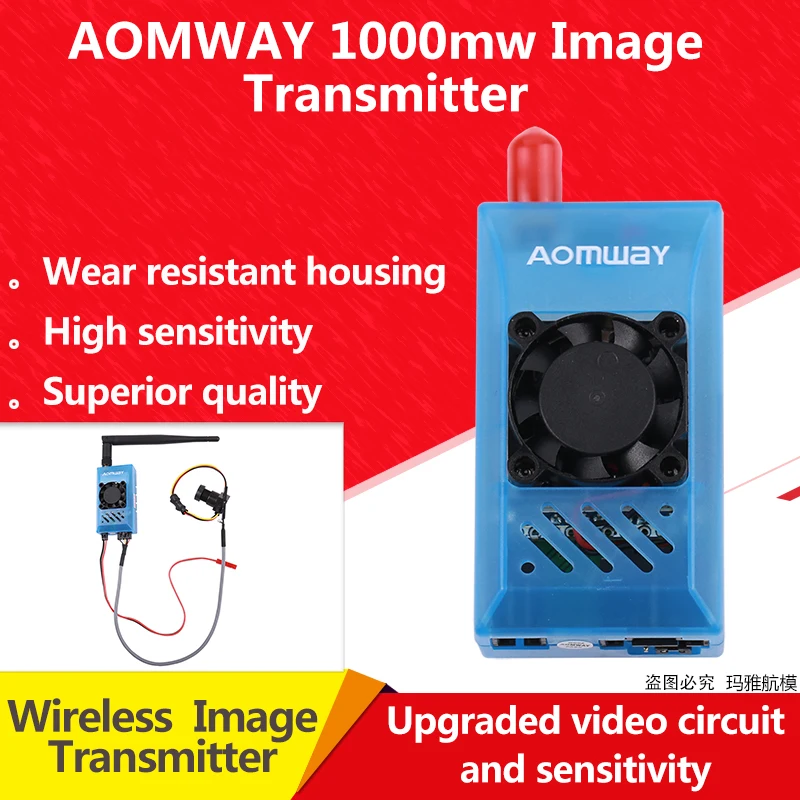 Aomway FPV 5.8 Ghz 1000mW 1W 48CH AV Audio Vídeo Transmisor y el Receptor con función de Grabador DVR 5