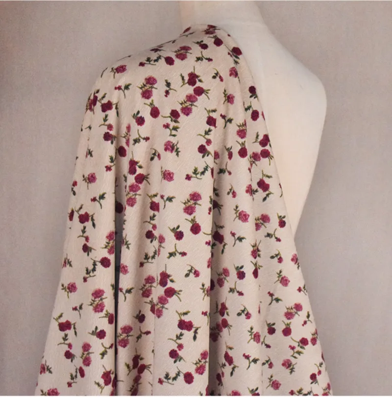 La mitad del medidor poco de dulce flor de impresión de algodón tela de pana para la temporada Otoño Invierno vestido de camisa de los pantalones de abrigo T1256 5