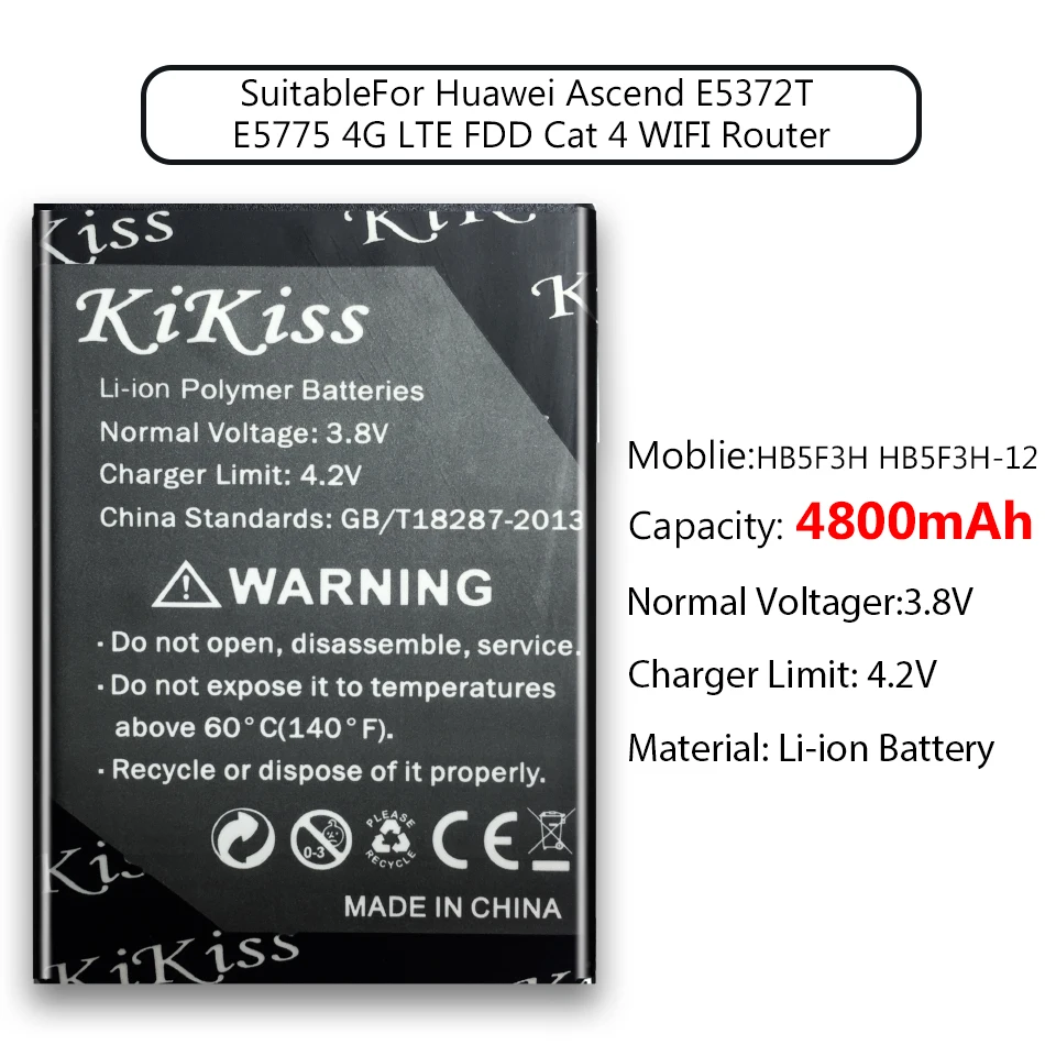 4800mAh Batería de Alta Capacidad Para Huawei Ascend E5372T E5775 4G LTE FDD Cat 4 Router WIFI y Batería de Polímero de litio HB5F3H HB5F3H-12 5