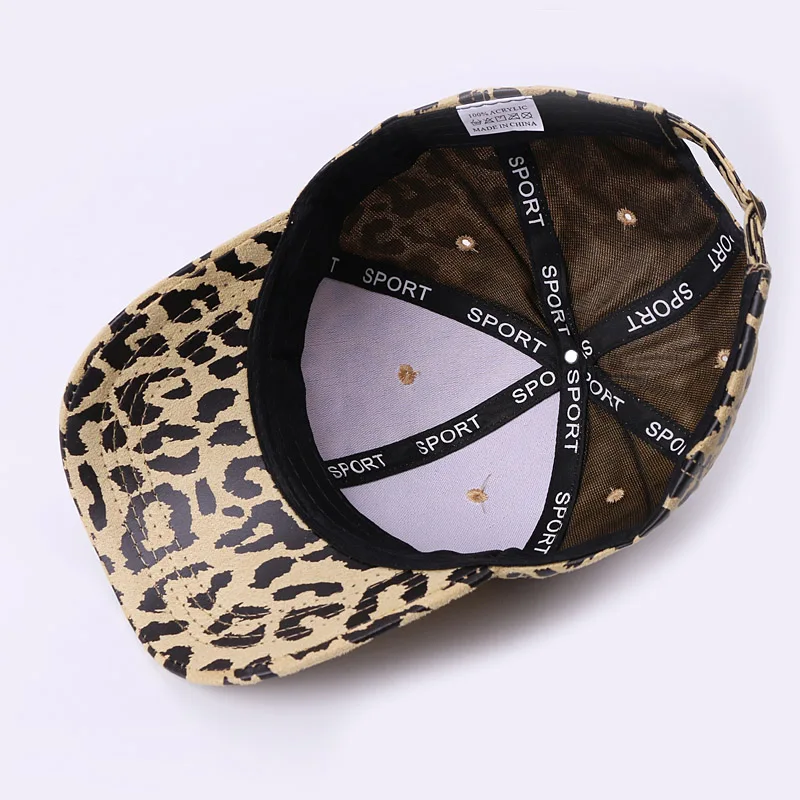 Verano nuevos hombres y mujeres gorra de béisbol de leopardo de impresión de la marca del sombrero de los hombres casual tapón hembra de viaje sombrero para el sol 5