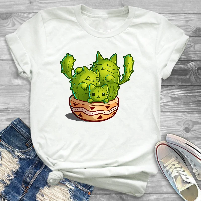 Las mujeres de la Moda de Libre Abrazo Plantas de Cactus de Impresión Femenino Femenino Gráfico Camiseta T-Shirt Ropa de Camisas Camiseta Camisetas camisetas 5